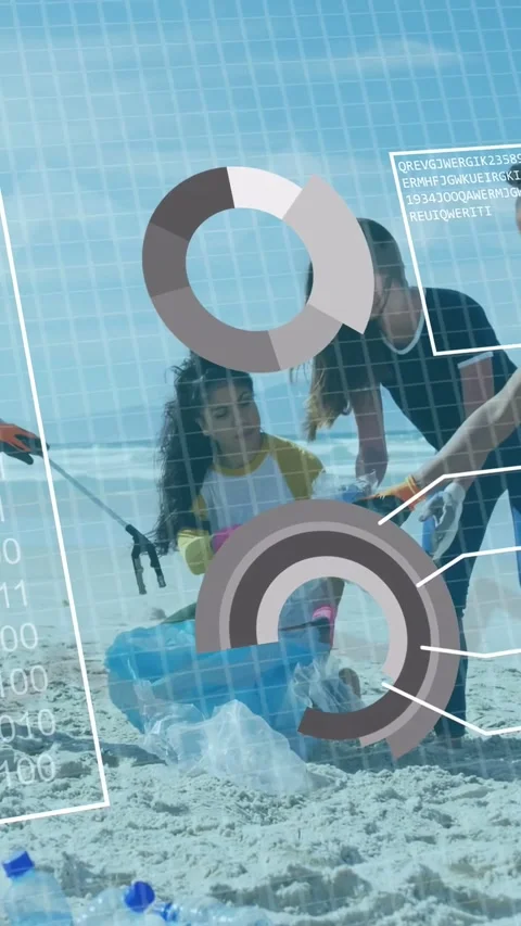 Vertical video: Cleanup team finding bottles and collecting waste with picker Stock Footage 333673348