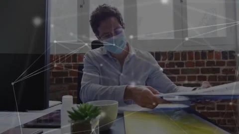 Vertical video: Clerk receiving blue folder, sorting docs into yellow folder, Stock Footage 334036627