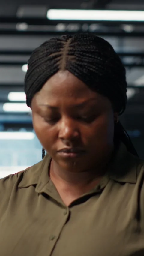 Vertical video Close up of admin working in data center optimizing network Stock Footage 317054458