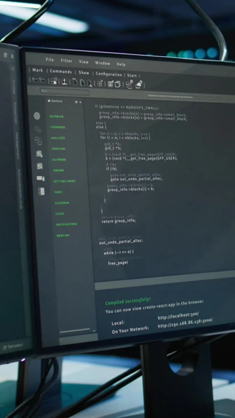 Vertical video Close up of code running on computer screens in modern server Stock Footage 280608641