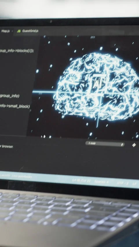Vertical video Close up of computer scientist working in data center to optimize Stock Footage 317054388