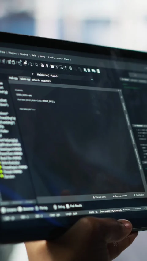 Vertical video Close up of data center software developer checking code on Stock Footage 307968886