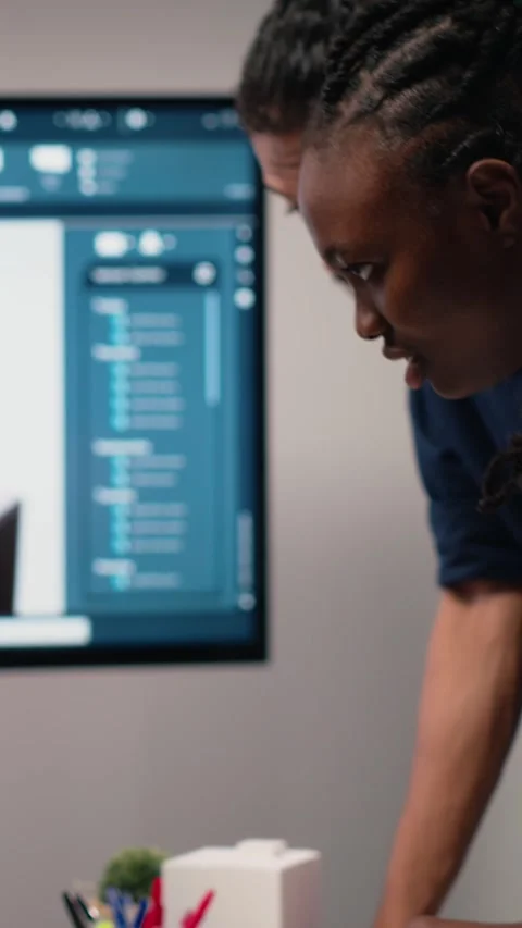 Vertical Video Close up of developers arranging 3D models to explore residential Stock Footage 316184450