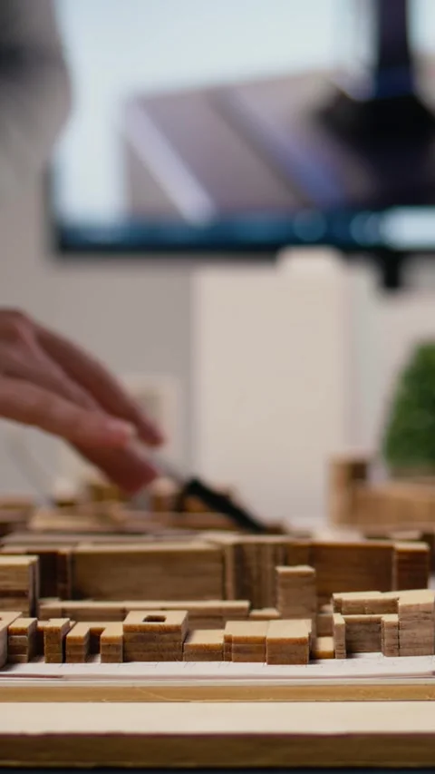 Vertical Video Close up of diverse developers focuses on 3D models layout Stock Footage 316187684