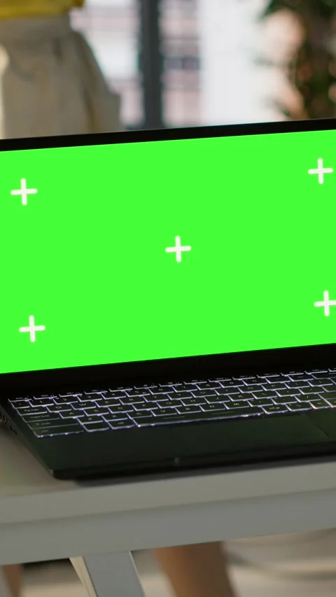 Vertical video Close up of isolated screen notebook used by workers in office Stock Footage 319467796