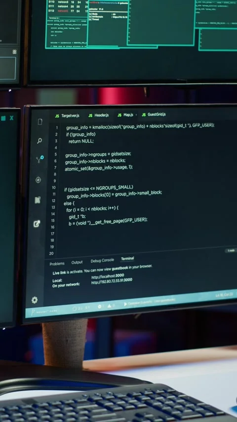 Vertical video Close up shot of dangerous hacking code running on computer Stock Footage 275621738