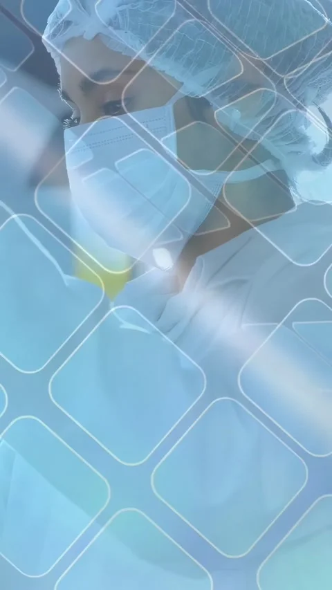 Vertical video: Close-up starting lab tech doing sterile task, mask valve, Stock Footage 331270735