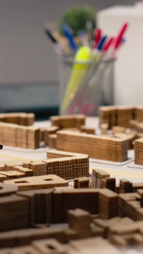 Vertical Video Close up of urban developers showing master plan for residential Stock Footage 316187269