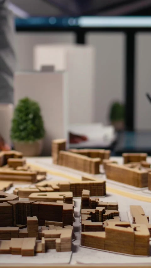 Vertical Video Close up of urban developers showing master plan for residential Stock Footage 316187415