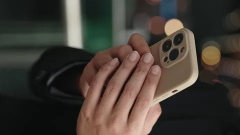 Vertical Video. Close-Up View Young Woman Hands Holding Smartphone and Typing. Stock Footage 264478643