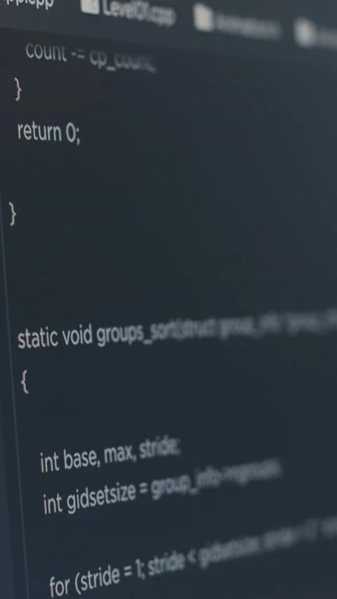 Vertical video Closeup of computer screen of software developer typing Video stock 201720657