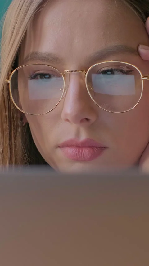 Vertical video. Closeup portrait of smiling businesswoman working Stock Footage 340978887