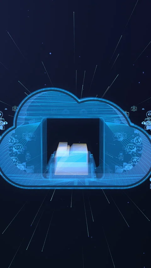 Vertical video. Cloud computing and Big data concept. Digital data and Stock Footage 347148488