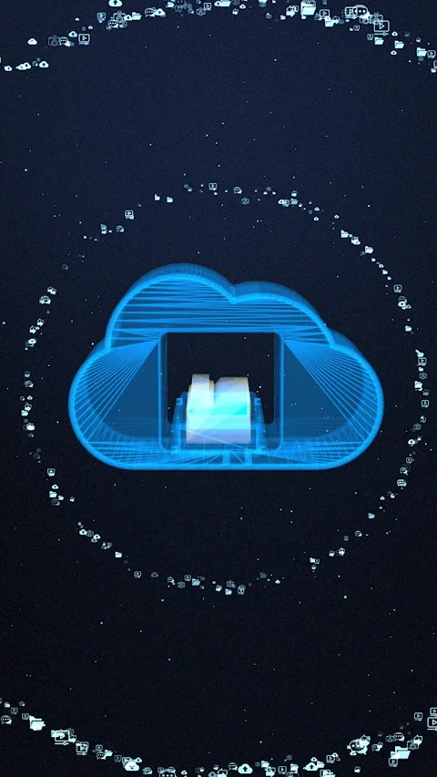Vertical video. Cloud computing and Big data concept. Digital data and Stock Footage 347148543