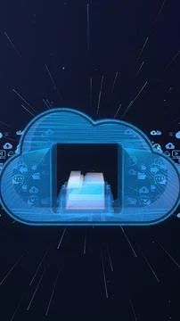 Vertical video. Cloud computing and Big data concept. Digital data and Stockillustratie