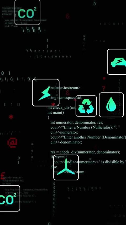 Vertical video: CO2 icon appearing left causing icons drifting forming showing Stock Footage 329552795