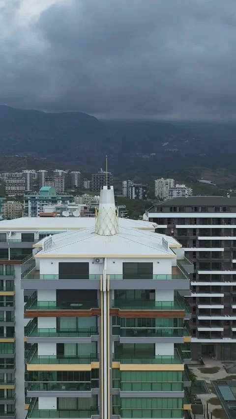 Vertical Video: Coastal Construction Project Captured From Above With Stunning Stock Footage 342588807