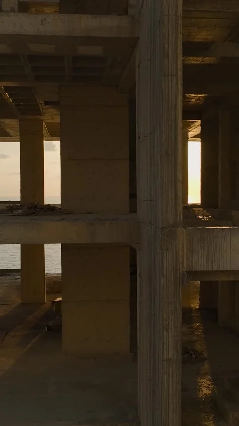 Vertical Video: Coastal luxury in progress as the frame of a residential Stock Footage 297657884