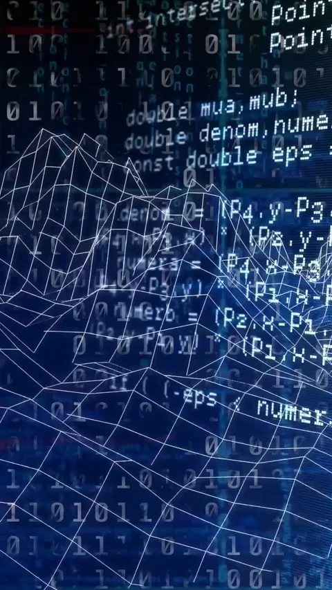 Vertical video: Code density rising, white wire mesh morphing and translating, Stock Footage 334770984