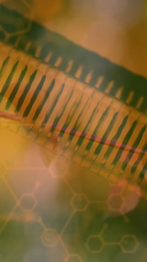 Vertical video: Code fading in, ribbed frond crossing diagonally as focus Stock Footage 330965009