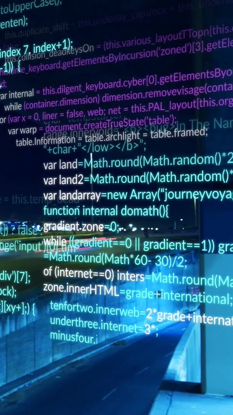 Vertical video: Code overlay sliding from left over bridge, stacking, hiding Stock Footage 329552834