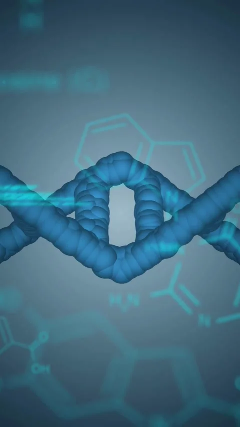 Vertical video: Code overlays fading in causing double-helix bending knotting 스톡 동영상 335263841