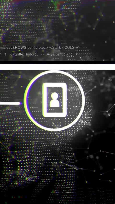 Vertical video: Code strip appearing starting round UI pulsing while bar sliding Video stock 329840398