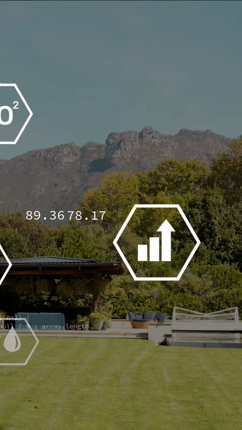 Vertical video: Code text appearing, hexagon icons drifting and updating numbers Stock Footage 334378591