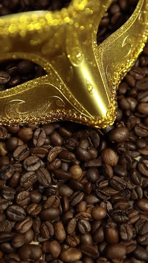 Vertical video of coffee beans mask Stock Footage 242839294