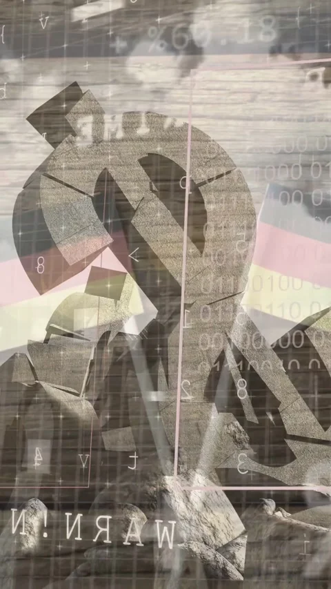 Vertical video: COLLECTING DATA appearing, overlays rising on center symbol, Stock Footage 334859695