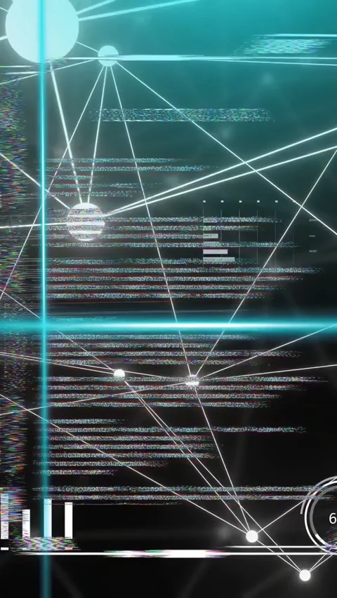 Vertical video: COLLECTING DATA header starting HUD nodes linking gauges Stock Footage 335263776