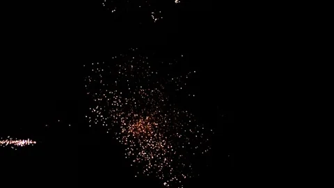VERTICAL VIDEO, Colorful firework display celebration in the night sky Stock Footage 123022218