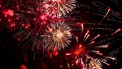 VERTICAL VIDEO, Colorful firework display celebration in the night sky Stock Footage 123027794