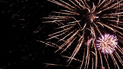 VERTICAL VIDEO, Colorful firework display celebration in the night sky Stock Footage 123028788