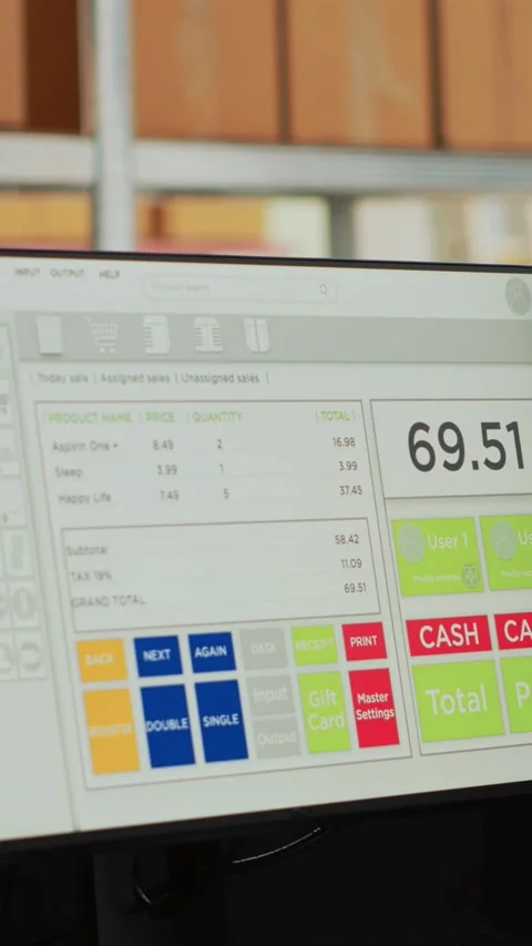 Vertical video: Computer with cash register in empty storage room 動画素材 231977574