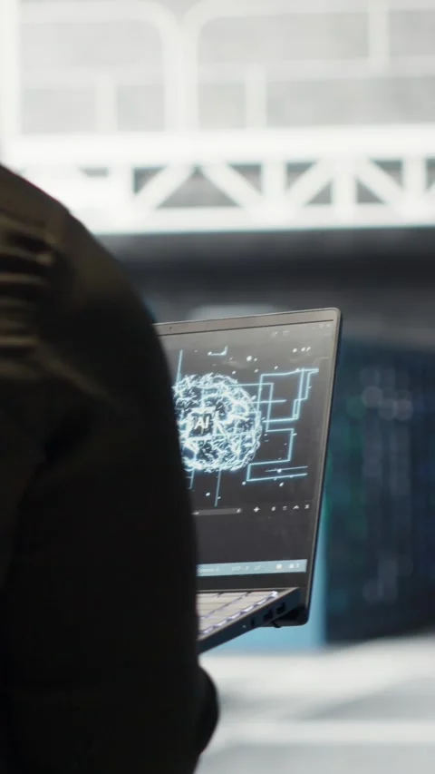 Vertical video Computer scientist doing data center automation using AI on Stock Footage 317055018