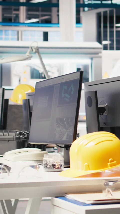 Vertical Video Computer software in photovoltaics factory used for optimizing Stock Footage 308890361