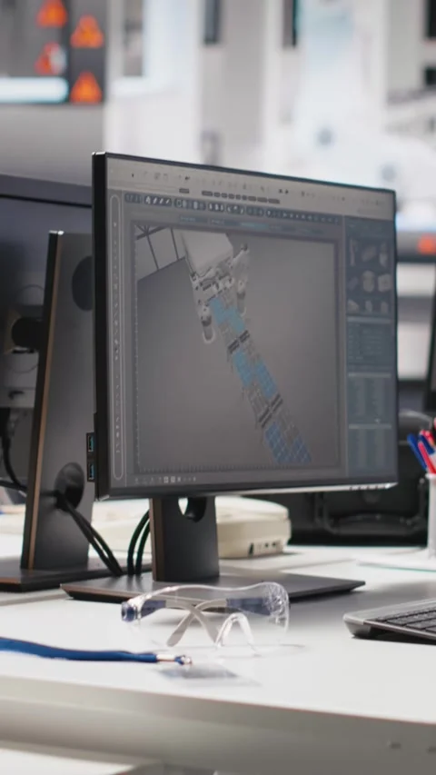 Vertical Video Computer software in photovoltaics factory used for optimizing Stock Footage 308890676