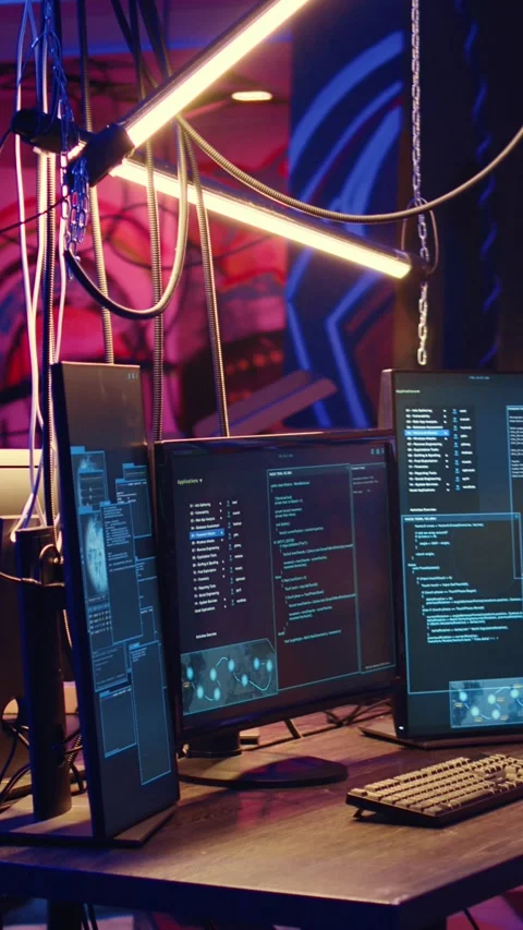 Vertical video Computer system running malicious code Stock Footage 255201861