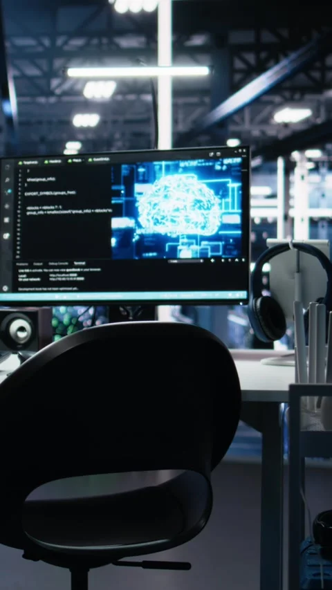 Vertical video Computers in data center supporting AI training workflows Stock Footage 313455539