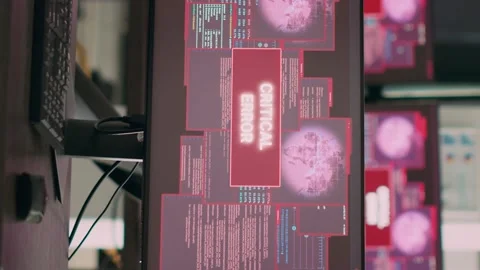 Vertical video: Computers displaying critical error message flashing on screen Video stock 220160390