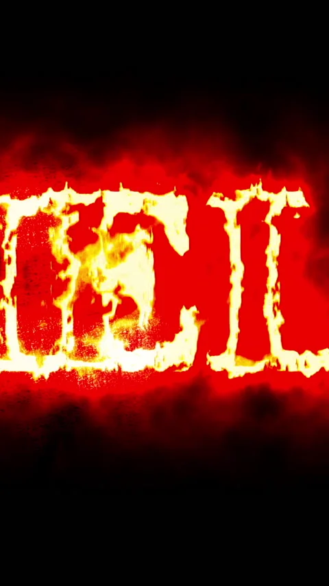 Vertical video - Concept Of Word Hell In Fire Stock Footage 231853110