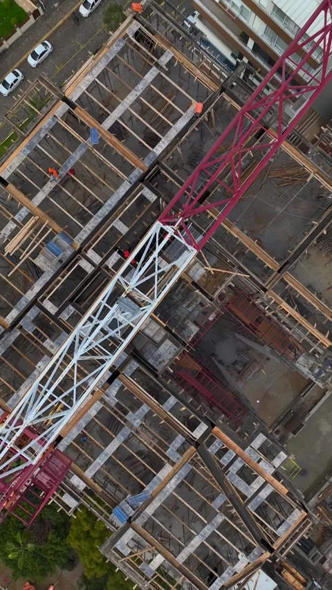 Vertical Video of Concrete Wall Installation at Elevated Height Stock Footage 342405815