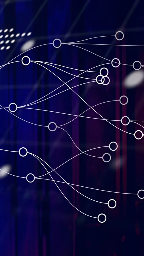 Vertical video: Console text fading in causing tech map unfolding drawing curvy Stock Footage 332823606