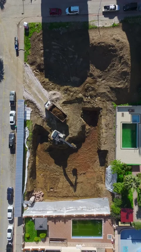 Vertical Video Construction Ground with Tire Marks and Dirt Patterns Video stock 342466412