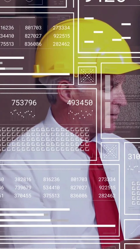 Vertical video: Construction manager in hard hat turning head to camera, Stock Footage 334398118