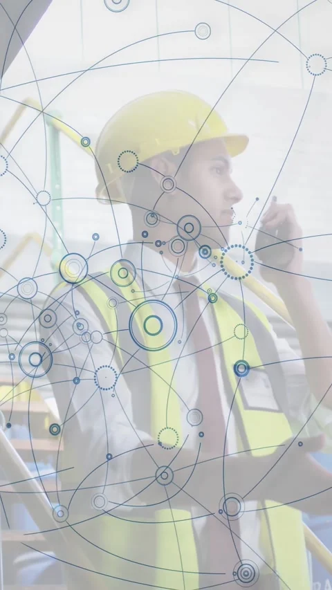 Vertical video: Construction supervisor raising radio talking and growing Stock Footage 332846330