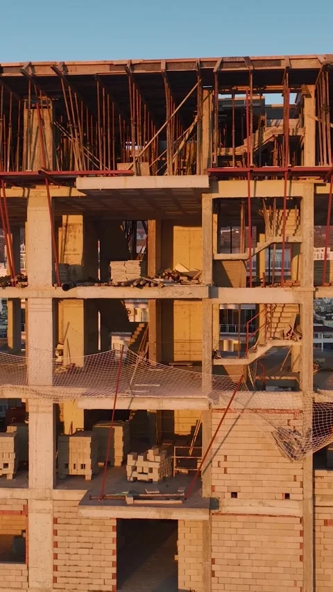 Vertical Video: Construction Workers Active on a Building Facade with Stock Footage 342683282