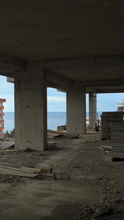 Vertical Video of Construction Workers Installing Structural Side Walls Stock Footage 342407464