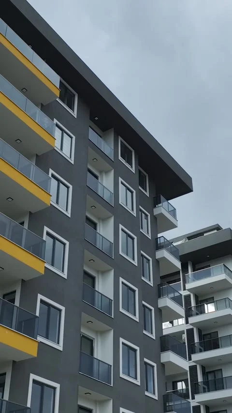 Vertical Video Contemporary Housing Development Wide View Stock-Footage 341848718